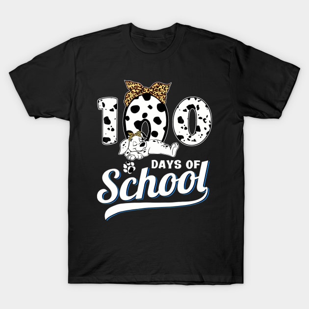 100 Days Of School Dalmatian Dog Boys Girls 100 Days Smarter T-Shirt by Saboia Alves